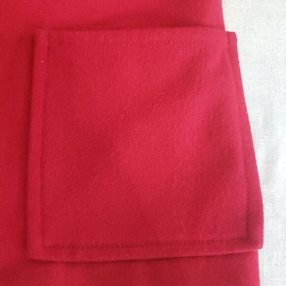 Old Navy Pea Coat Womens sz Medium Wool Blend Hooded Toggle Red - Picture 7 of 9